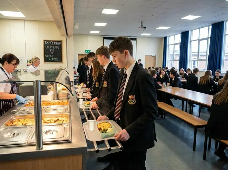 high school children using returnables